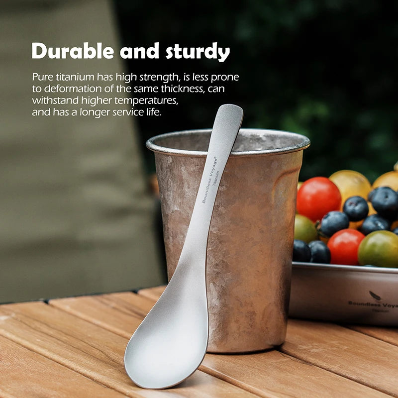 Titanium Soup Spoon Reusable Lightweight Cutlery