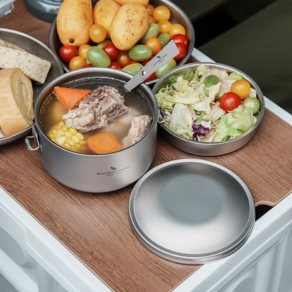 Lonchera Boundless Voyage para exteriores, de titanio, para trabajadores de oficina, bento box, para ensalada, arroz y frutas, vajilla multicapa con separación diaria, juego de bento box de titanio para trabajadores de oficina. 