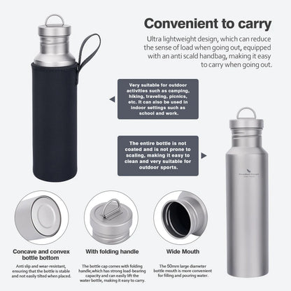 Titanium Water Bottle Outdoor Camping Single Layer Wide Mouth