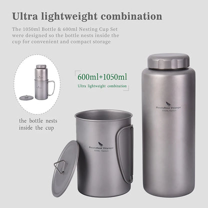 Titanium Water Bottle 1050ml Camping Canteen Cycling Sport Drinking Bottle