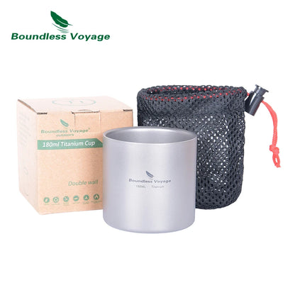 Titanium Cup Camping Mug Outdoor 4 in 1 Double Walled