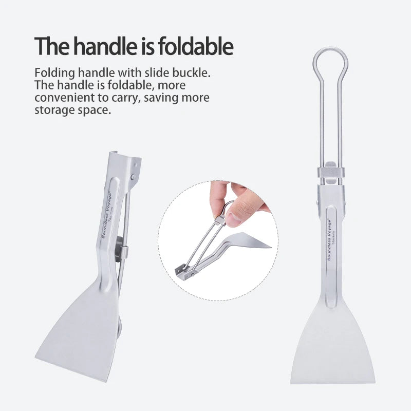 Titanium Folding Spatula Frying Shovel Small Camping Kitchen Beefsteak Flat