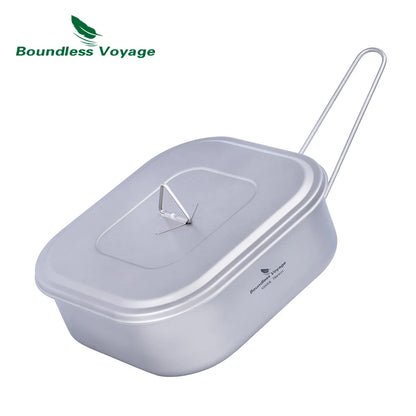 1000ml Titanium Military Mess Tin Camping Cookware Bento Box