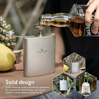 200ml Titanium Hip Flask Sake Cup with Funnel