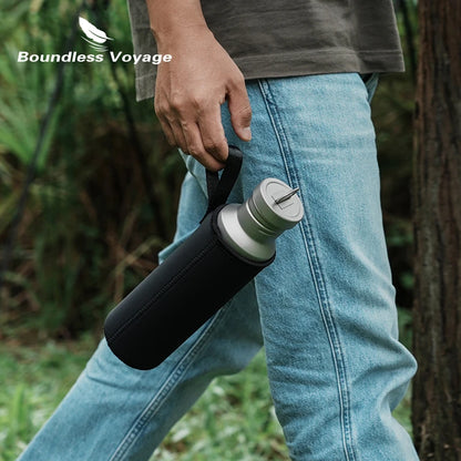 Titanium Water Bottle Outdoor Camping Single Layer Wide Mouth
