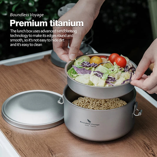 Lonchera Boundless Voyage para exteriores, de titanio, para trabajadores de oficina, bento box, para ensalada, arroz y frutas, vajilla multicapa con separación diaria, juego de bento box de titanio para trabajadores de oficina. 