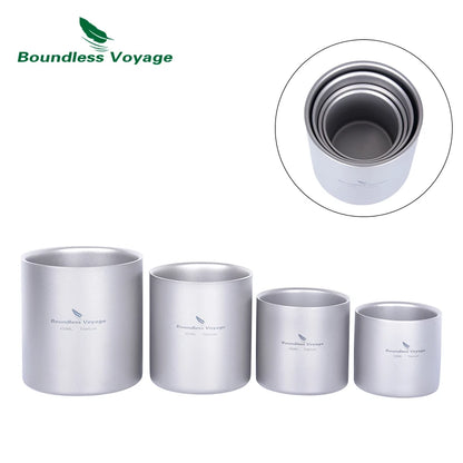 Titanium Cup Camping Mug Outdoor 4 in 1 Double Walled