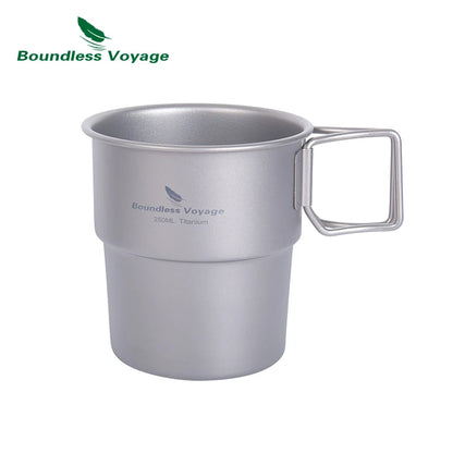 Boundless Voyage Titanium Coffee Cup 250ml Outdoor Portable European Stackable Mug Accompanying Water Bottle Juice Beer Mug