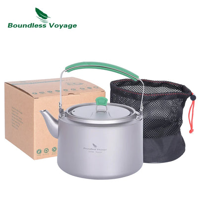 Boundless Voyage 800ml / 1.2L Camping Titanium Kettle Lightweight Tea Pot with Filter Outdoor Home Kitchen Coffee Water Kettle