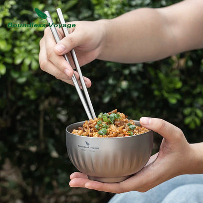 Double Walled Titanium Ultralight Portable Tableware Outdoor Camping Bowl