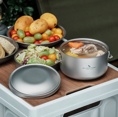 Lonchera Boundless Voyage para exteriores, de titanio, para trabajadores de oficina, bento box, para ensalada, arroz y frutas, vajilla multicapa con separación diaria, juego de bento box de titanio para trabajadores de oficina. 