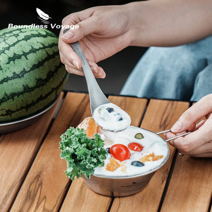 Titanium Soup Spoon Reusable Lightweight Cutlery