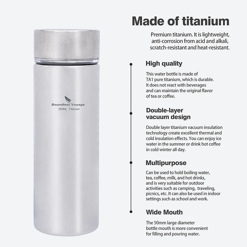 550ml Titanium Vacuum Insulated Water Bottle with Filter