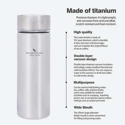 550ml Titanium Vacuum Insulated Water Bottle with Filter
