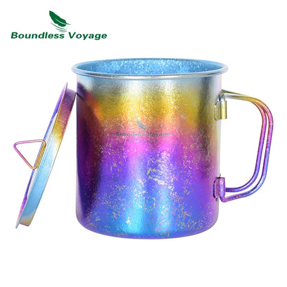450ml Outdoor Camping Titanium Mug Colorful Tea Coffee Cup with Lid