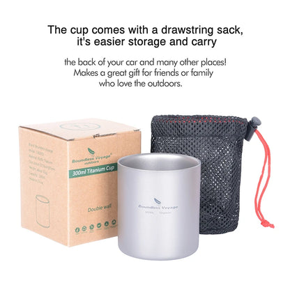 Titanium Cup Camping Mug Outdoor 4 in 1 Double Walled