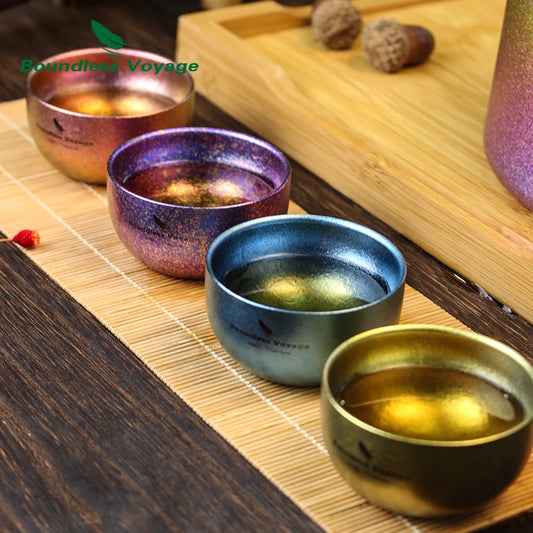 30ml Teacup Mini Titanium Double Layer Colorful Cup