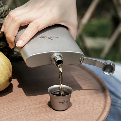 200ml Titanium Hip Flask Sake Cup with Funnel