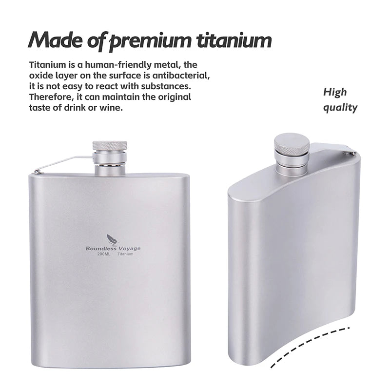 200ml Titanium Hip Flask Sake Cup with Funnel