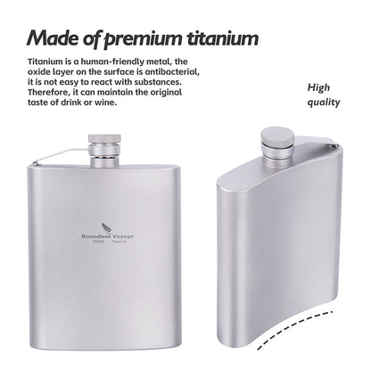 200ml Titanium Hip Flask Sake Cup with Funnel