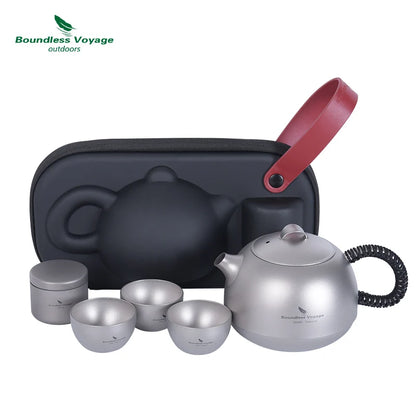 Titanium Teapot with Filter Ultralight 380ml Mini Kettle Cup Tea Set