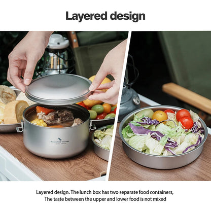 Lonchera Boundless Voyage para exteriores, de titanio, para trabajadores de oficina, bento box, para ensalada, arroz y frutas, vajilla multicapa con separación diaria, juego de bento box de titanio para trabajadores de oficina. 