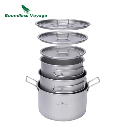 1.2L 1.8L 2.4L Titanium Pot 0.7L Camping Kettle Cookware