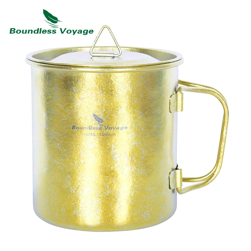 450ml Outdoor Camping Titanium Mug Colorful Tea Coffee Cup with Lid