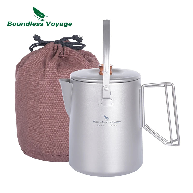 Boundless Voyage 1,5 л титановый чайник для кемпинга кофе 500 мл чайник для кофеварки на открытом воздухе для пикника на костре чайник для плиты 