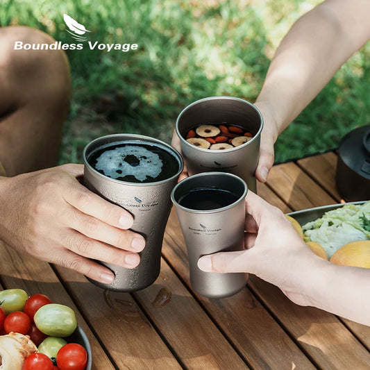 Titanium Beer Cola Cup Camping Ultralight Stackable Iced Coffee Tea Juicy Cold Water Mugs