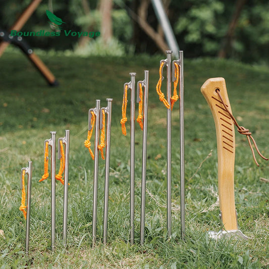 Titanium Alloy Tent Pegs Heavy Duty Nails Camping Stakes Hard Ground Pins 20cm 24cm 30cm 35cm 40cm