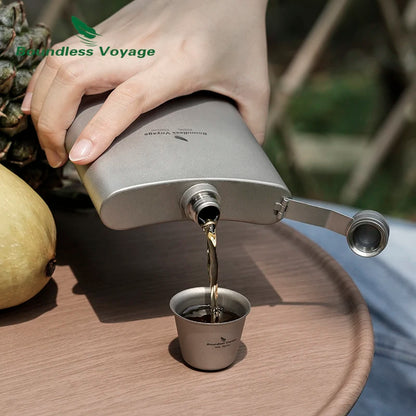 200ml Titanium Hip Flask Sake Cup with Funnel