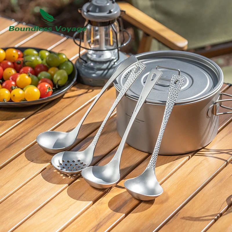 Titanium Sauce Soup Spoon Metal Skimmer Slotted Spoon