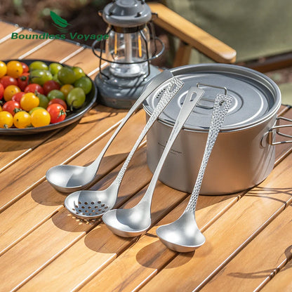 Titanium Sauce Soup Spoon Metal Skimmer Slotted Spoon