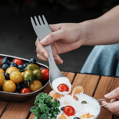3 in 1 Ultralight Titanium Spork  Camping Spoon Fork Knife