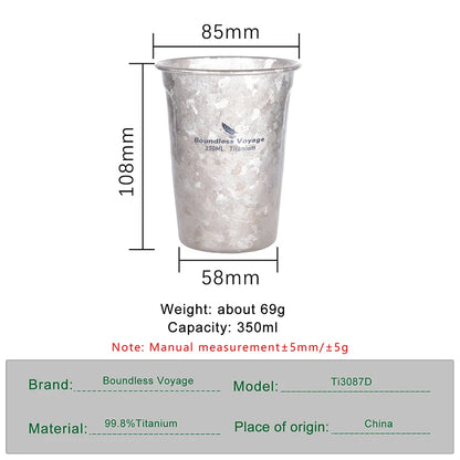 350ml Titanium Beer Cup Single Layer Mug Coffee Tea Cola Cup
