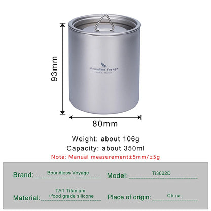 350ml Titanium Cup with Lid Double Walled Mug