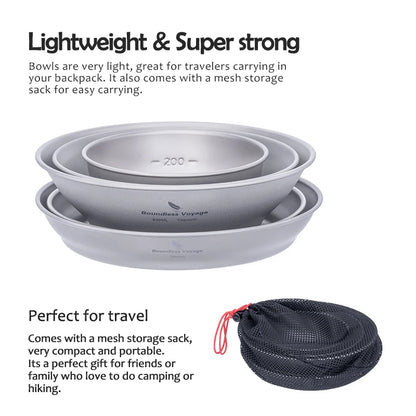 Titanium Ultralight Outdoor Camping Plates and Bowls