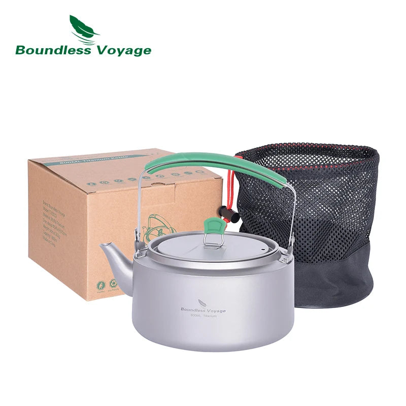 Boundless Voyage 800ml / 1.2L Camping Titanium Kettle Lightweight Tea Pot with Filter Outdoor Home Kitchen Coffee Water Kettle