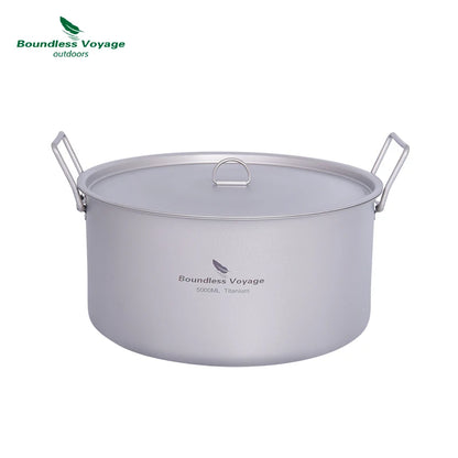 Camping Pot 2L / 5L Titanium Hot Pot Outdoor Portable Cookware with Lid