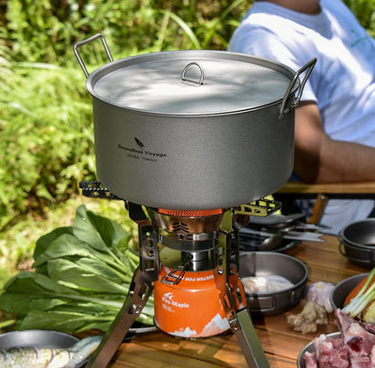 Camping Pot 2L / 5L Titanium Hot Pot Outdoor Portable Cookware with Lid