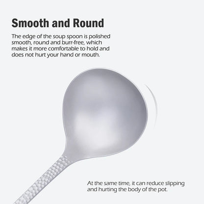 Long Handle Titanium Soup Ladle Metal Serving Skimmer Slotted Spoon