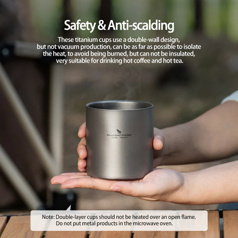Titanium Double Walled Cups with Lid