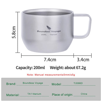 200ml Titanium Espresso Coffee Cup Double Wall Mug