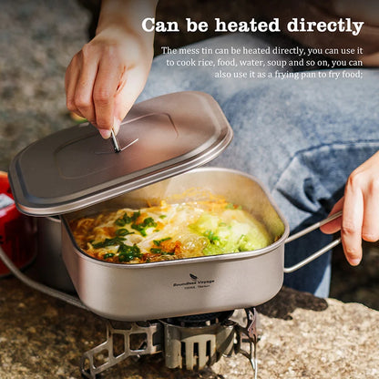 1000ml Titanium Military Mess Tin Camping Cookware Bento Box