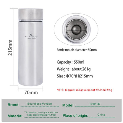 550ml Titanium Vacuum Insulated Water Bottle with Filter