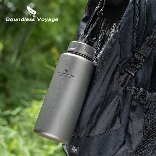 700ml Titanium Flask with Hook Ultralight Single Layer Metal Water Bottle