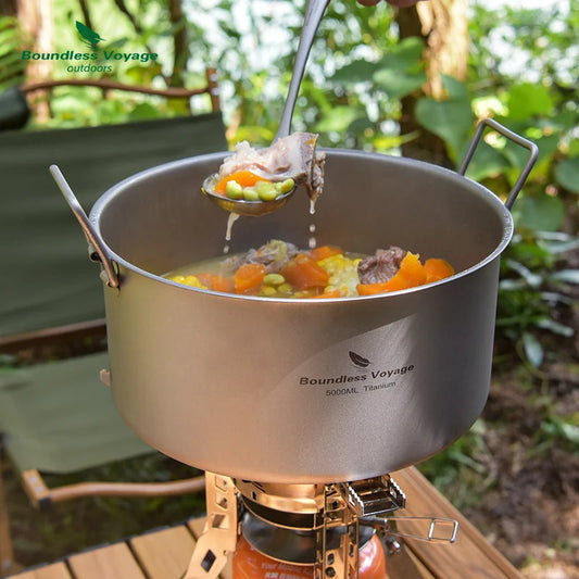 Camping Pot 2L / 5L Titanium Hot Pot Outdoor Portable Cookware with Lid