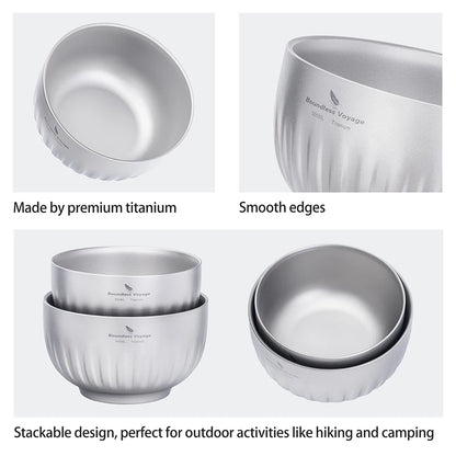 Double Walled Titanium Ultralight Portable Tableware Outdoor Camping Bowl