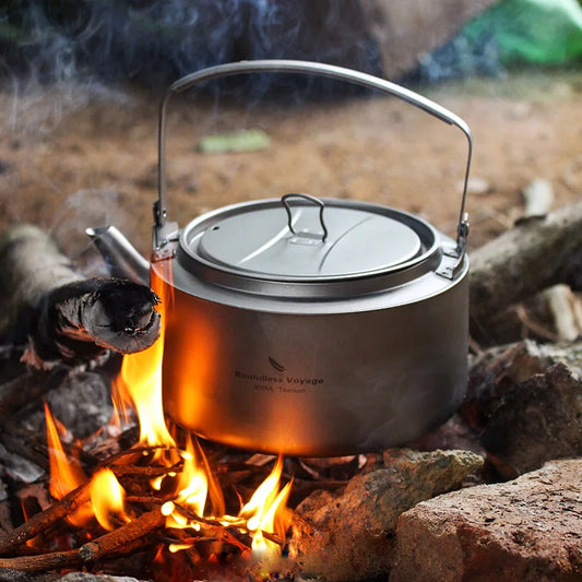 Boundless Voyage 800ml / 1.2L Camping Titanium Kettle Lightweight Tea Pot with Filter Outdoor Home Kitchen Coffee Water Kettle